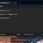Ảnh chụp màn hình script AutoHotkey và biểu tượng âm thanh hệ thống đã tắt tiếng