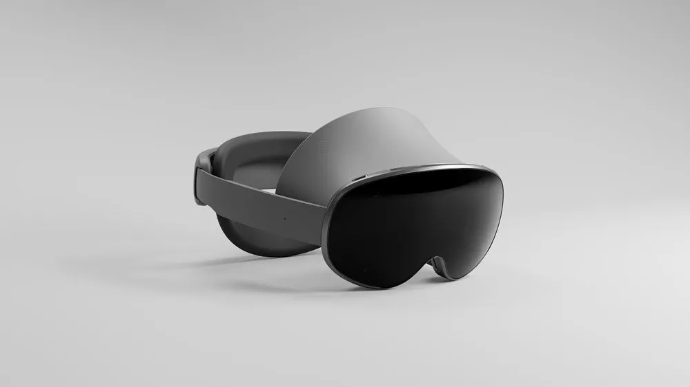 Ảnh chụp một thiết bị tai nghe thực tế mở rộng (XR headset) của Samsung với tông màu tối