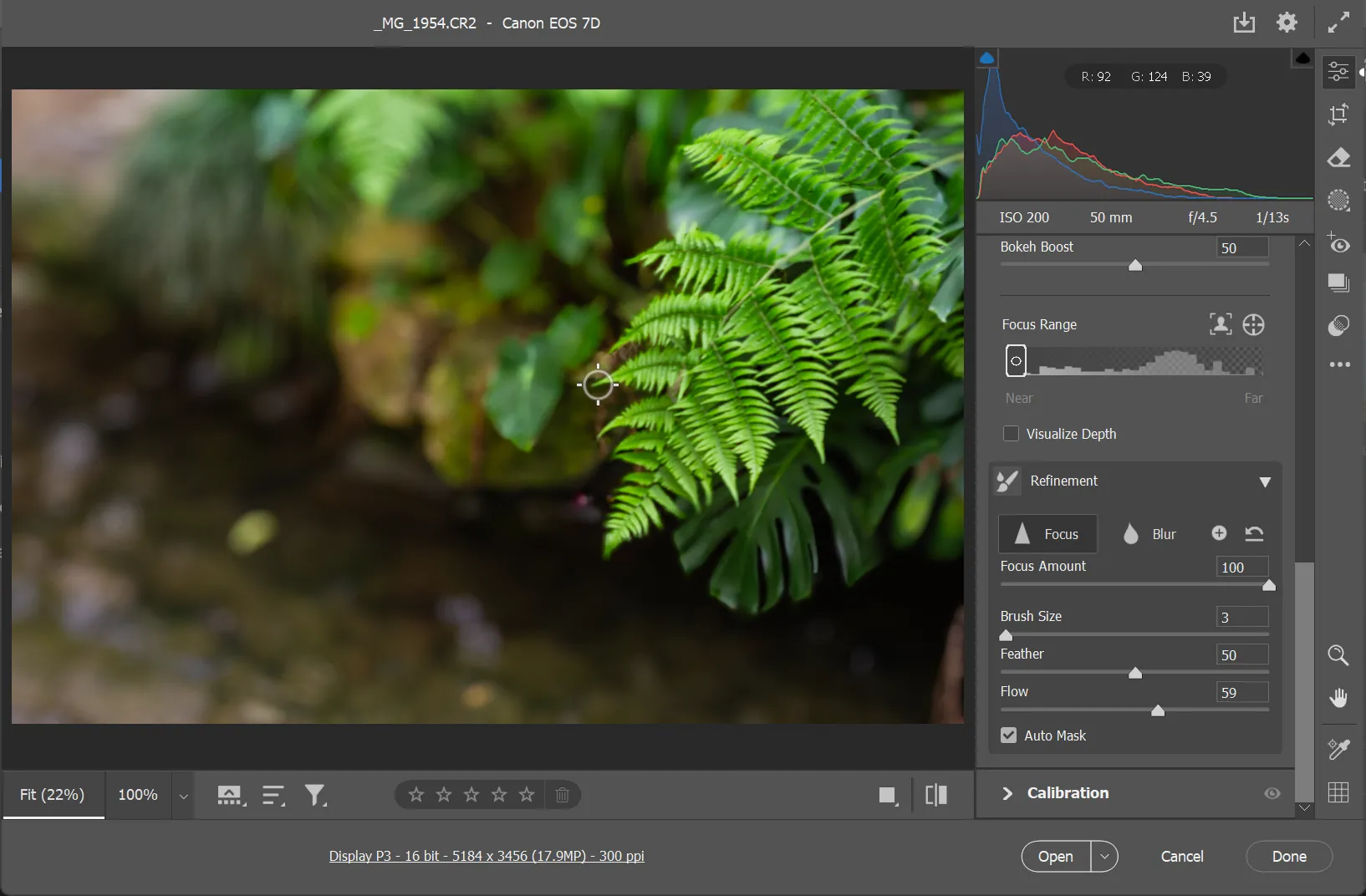 Áp dụng Lens Blur để giả lập độ sâu trường ảnh nông trên ảnh và tinh chỉnh bằng cọ Refine