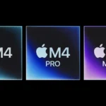 Ba chip Apple Silicon M4, M4 Pro và M4 Max đặt cạnh nhau thể hiện sự đa dạng về hiệu năng