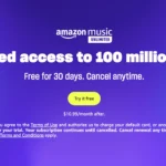 Banner quảng cáo Amazon Music Unlimited giới thiệu các gói dịch vụ và ưu đãi dùng thử