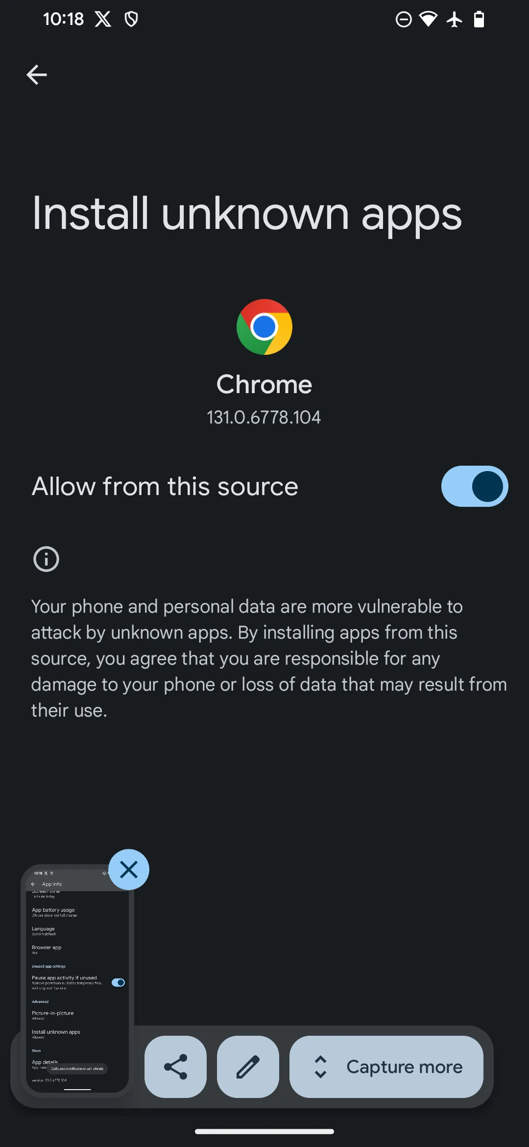 Bật cài đặt ứng dụng không rõ nguồn gốc cho Chrome trên Android để sideload RetroArch