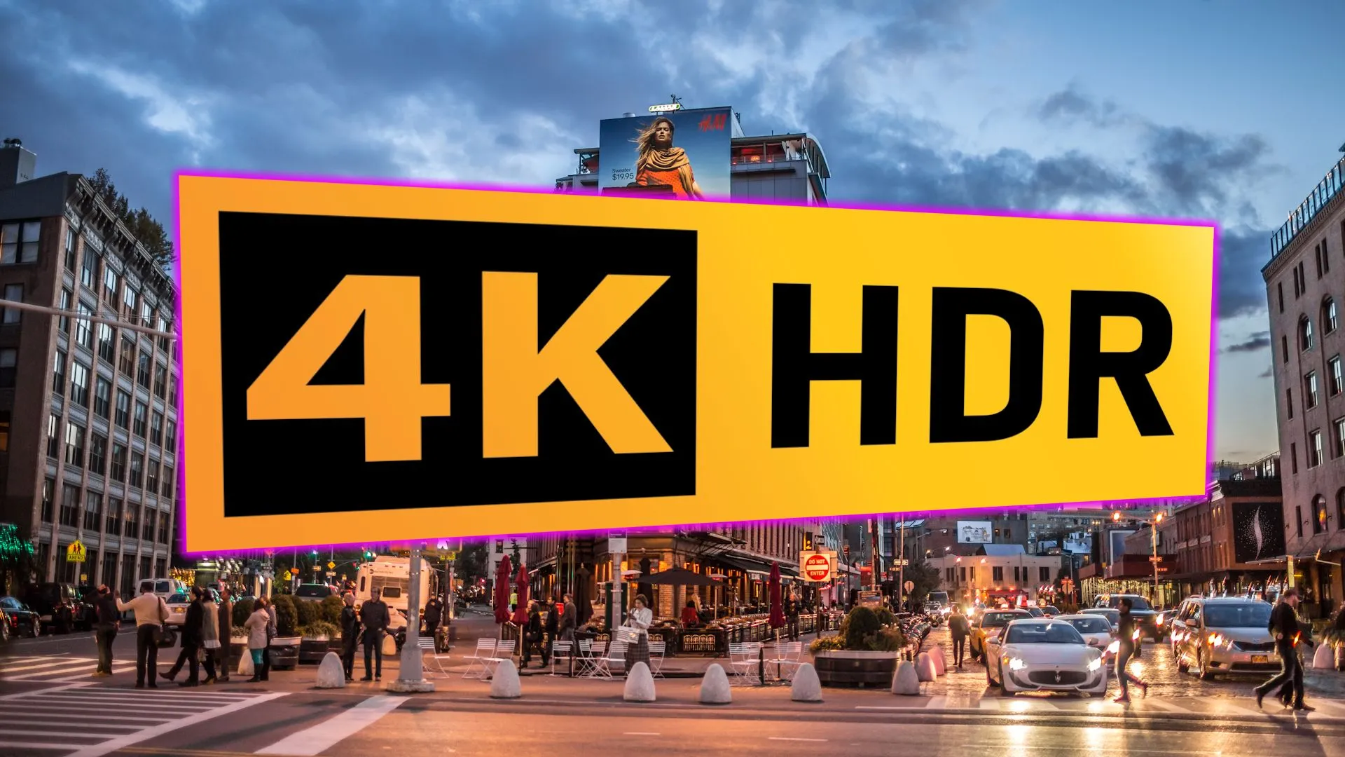 biểu tượng 4K HDR trên cảnh đường phố chụp HDR
