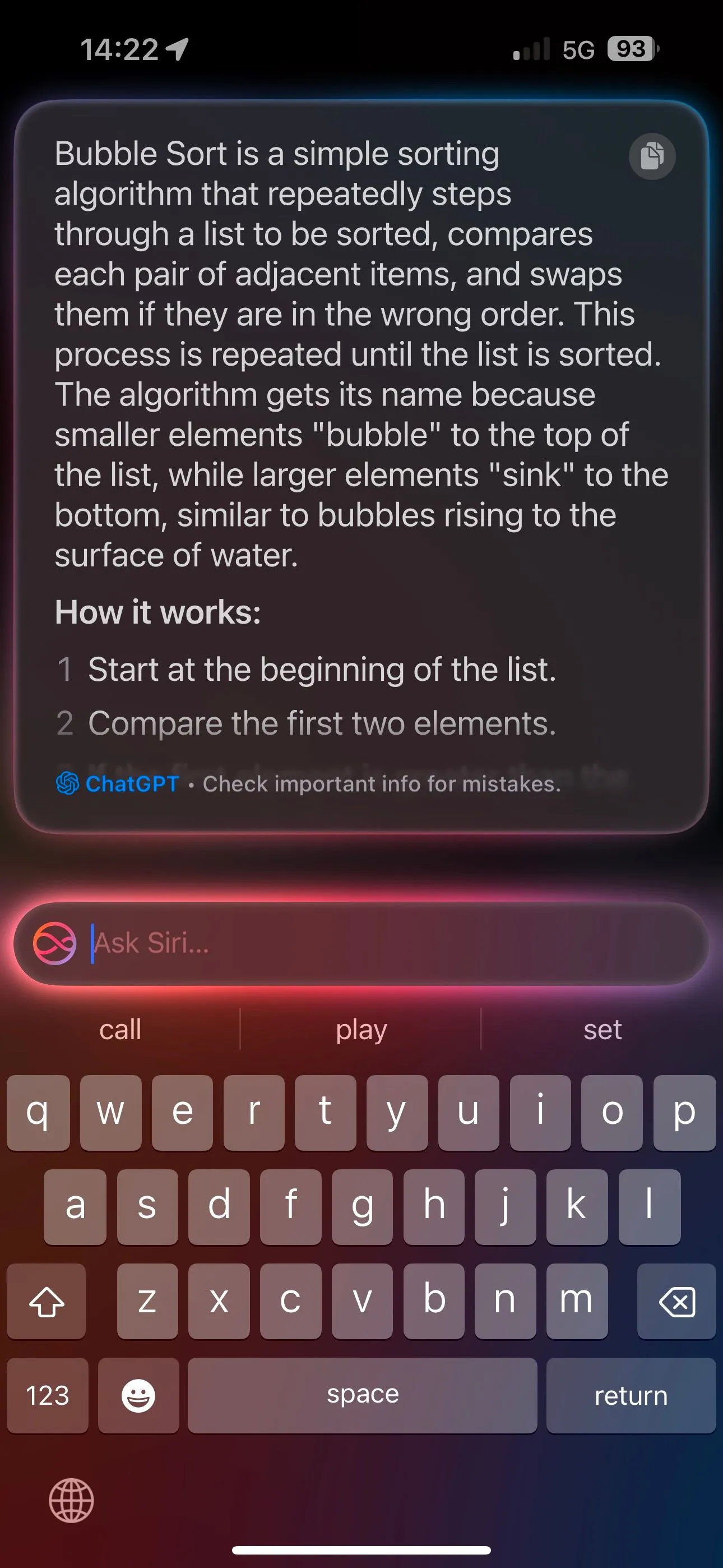 Biểu tượng ChatGPT được tích hợp trong Type to Siri