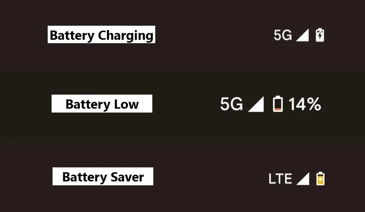 Biểu tượng pin và sạc trên thanh trạng thái Android