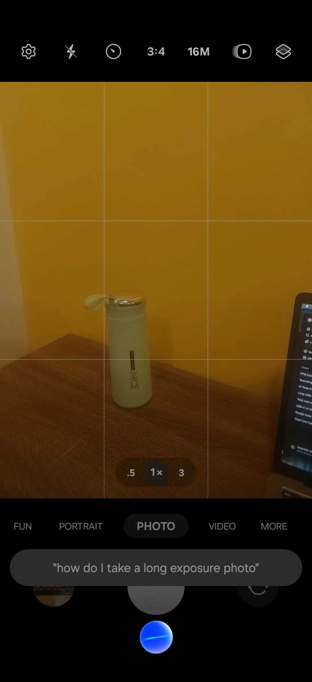 Bixby chạy tác vụ hướng dẫn chụp ảnh phơi sáng