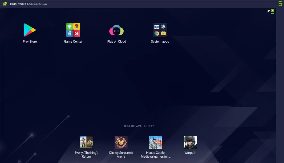BlueStacks emulator running on Windows 10