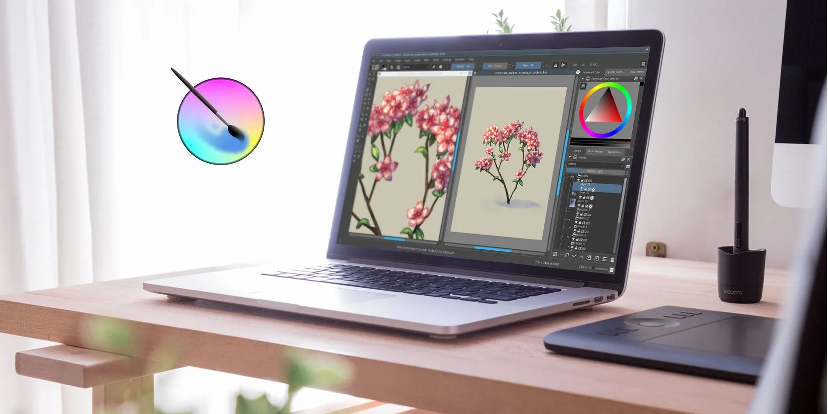 Các biểu tượng phần mềm thay thế Adobe miễn phí như Krita, GIMP và Inkscape