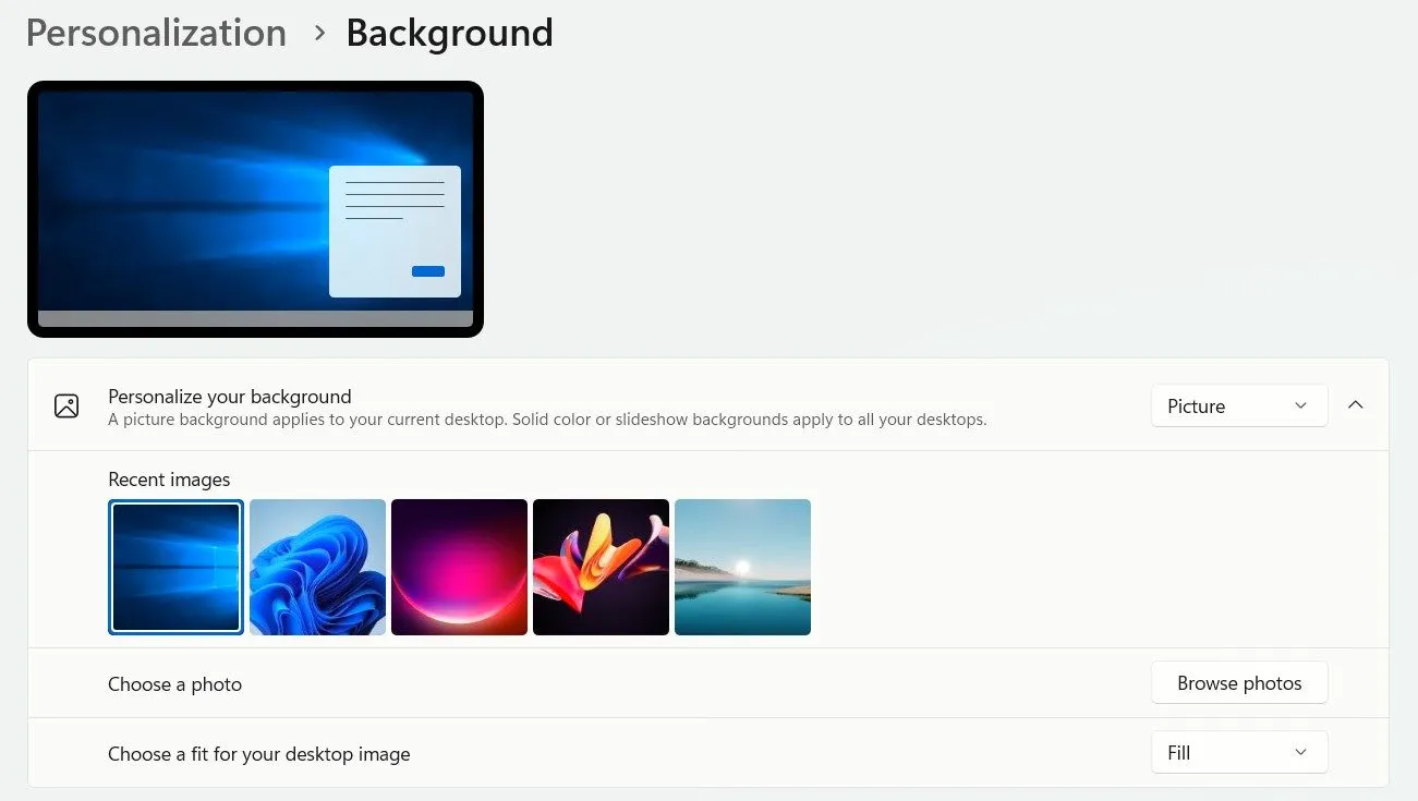 Các bước thay đổi hình nền Windows 11 sang hình nền Windows 10 quen thuộc