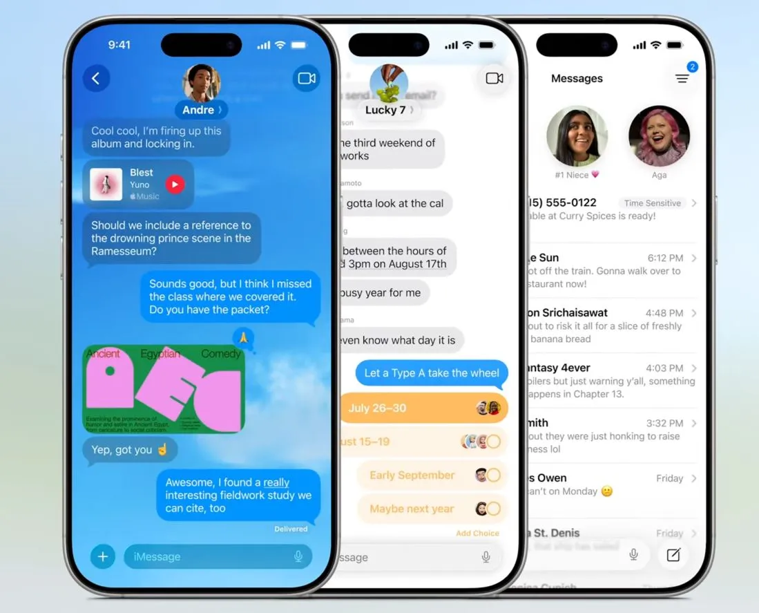 Các tính năng nổi bật của ứng dụng Tin nhắn trong iOS 26, bao gồm bỏ phiếu và dịch tin nhắn.