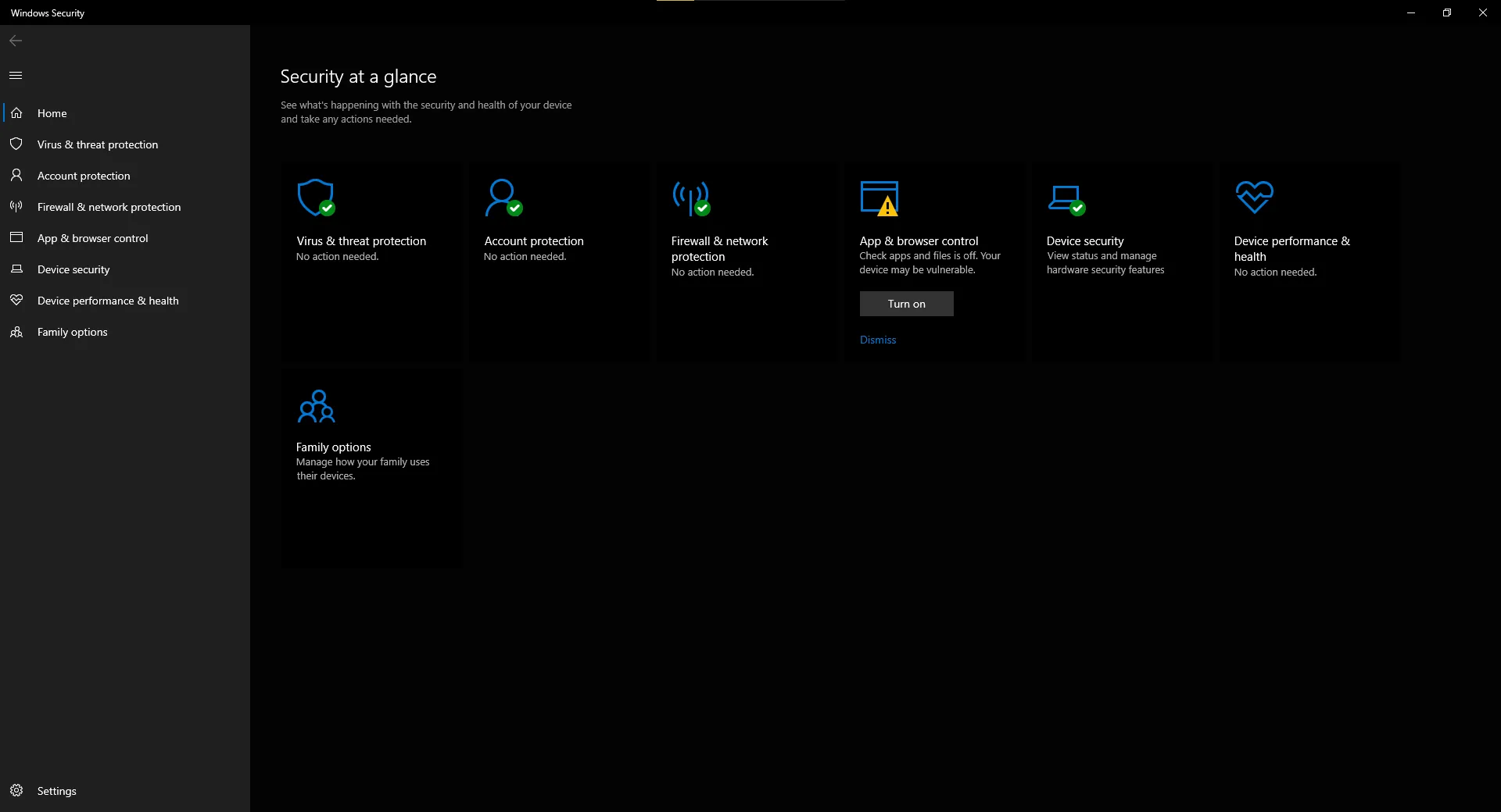 Các tùy chọn bảo vệ chống virus và mối đe dọa trong menu Windows Security