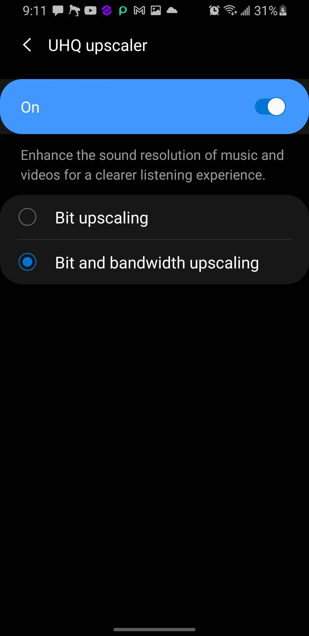 Các tùy chọn UHQ Upscaler