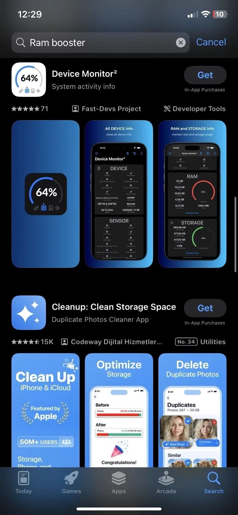 Các ứng dụng tăng tốc RAM trên App Store, thực tế không thể cải thiện hiệu suất iPhone do cách iOS quản lý bộ nhớ.