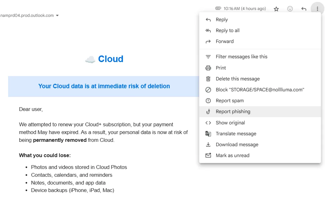 Cách báo cáo email lừa đảo trong giao diện Gmail để bảo vệ người dùng
