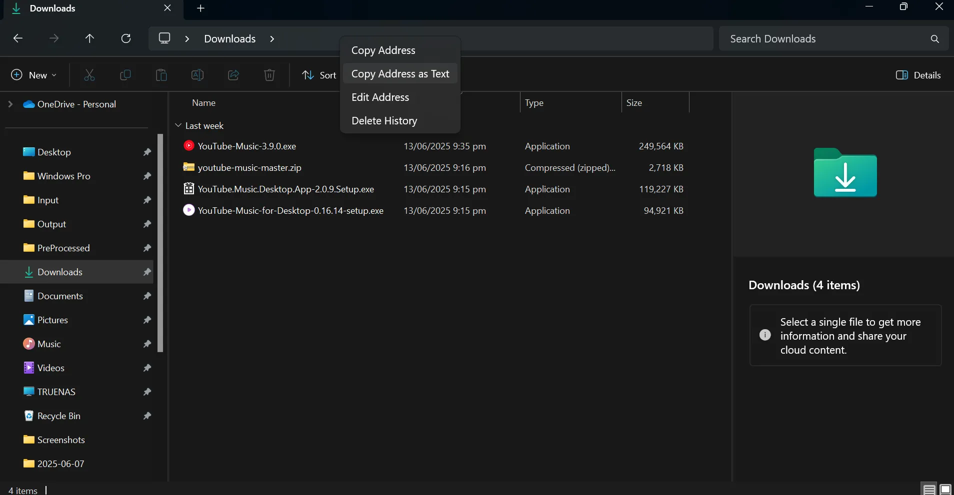 Cách sao chép đường dẫn thư mục Downloads từ thanh địa chỉ File Explorer