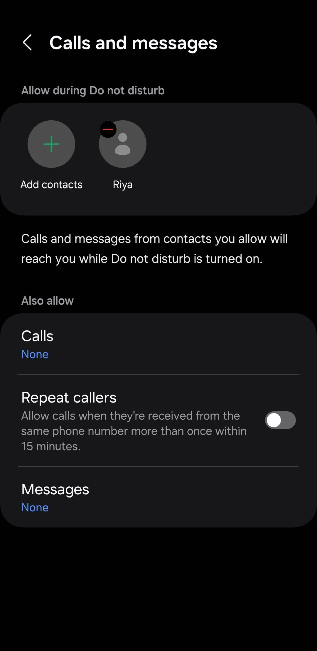 Cài đặt ngoại lệ cho chế độ Không làm phiền trên Android, cho phép các cuộc gọi, tin nhắn hoặc ứng dụng cụ thể vẫn thông báo.