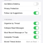 Cài đặt Quyền riêng tư của Apple Mail trên iPhone, cho phép bật/tắt tính năng Bảo vệ quyền riêng tư trong Mail như chặn pixel theo dõi và ẩn địa chỉ IP.