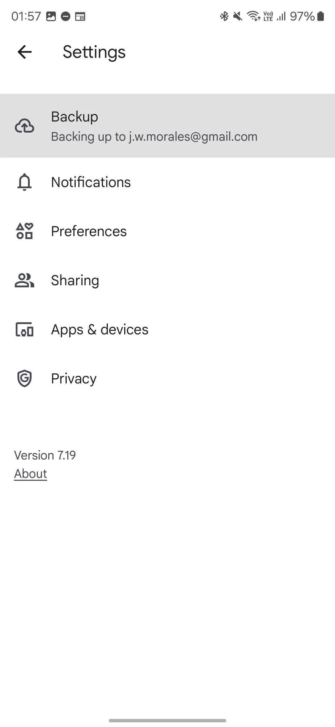 Cài đặt sao lưu Google Photos