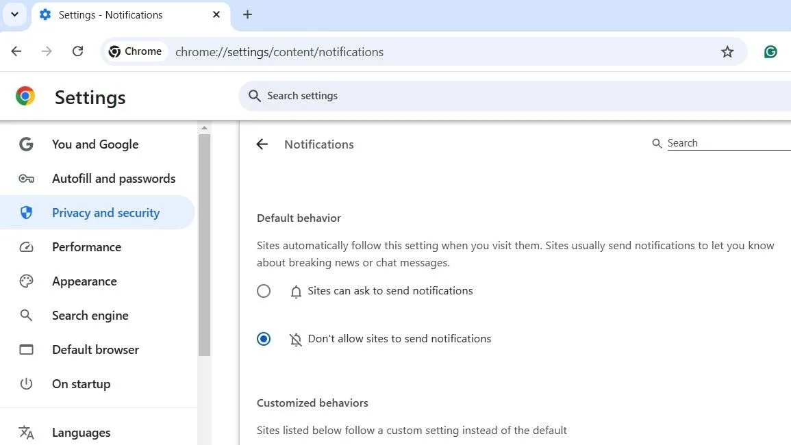 Cài đặt thông báo trình duyệt Google Chrome để ngăn chặn quảng cáo