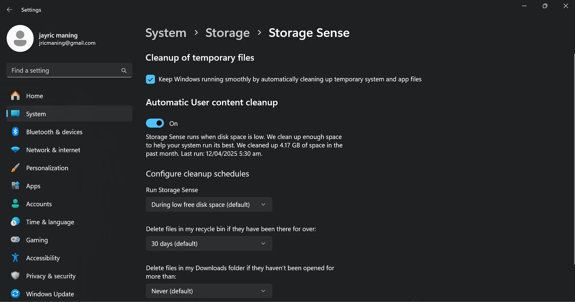 Cài đặt tính năng Storage Sense của Windows giúp tự động dọn dẹp dung lượng ổ đĩa