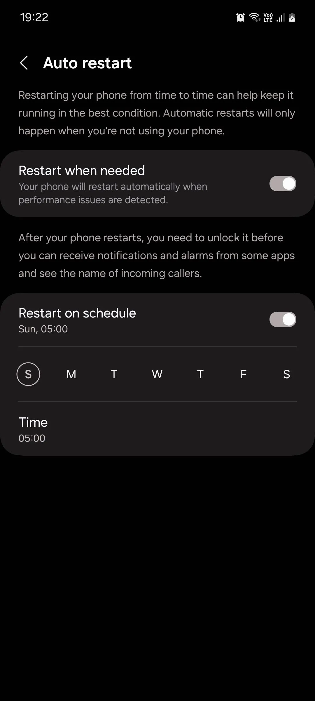Cài đặt tự động khởi động lại theo lịch (Auto restart) trên điện thoại Samsung giúp duy trì sự mượt mà cho hệ thống
