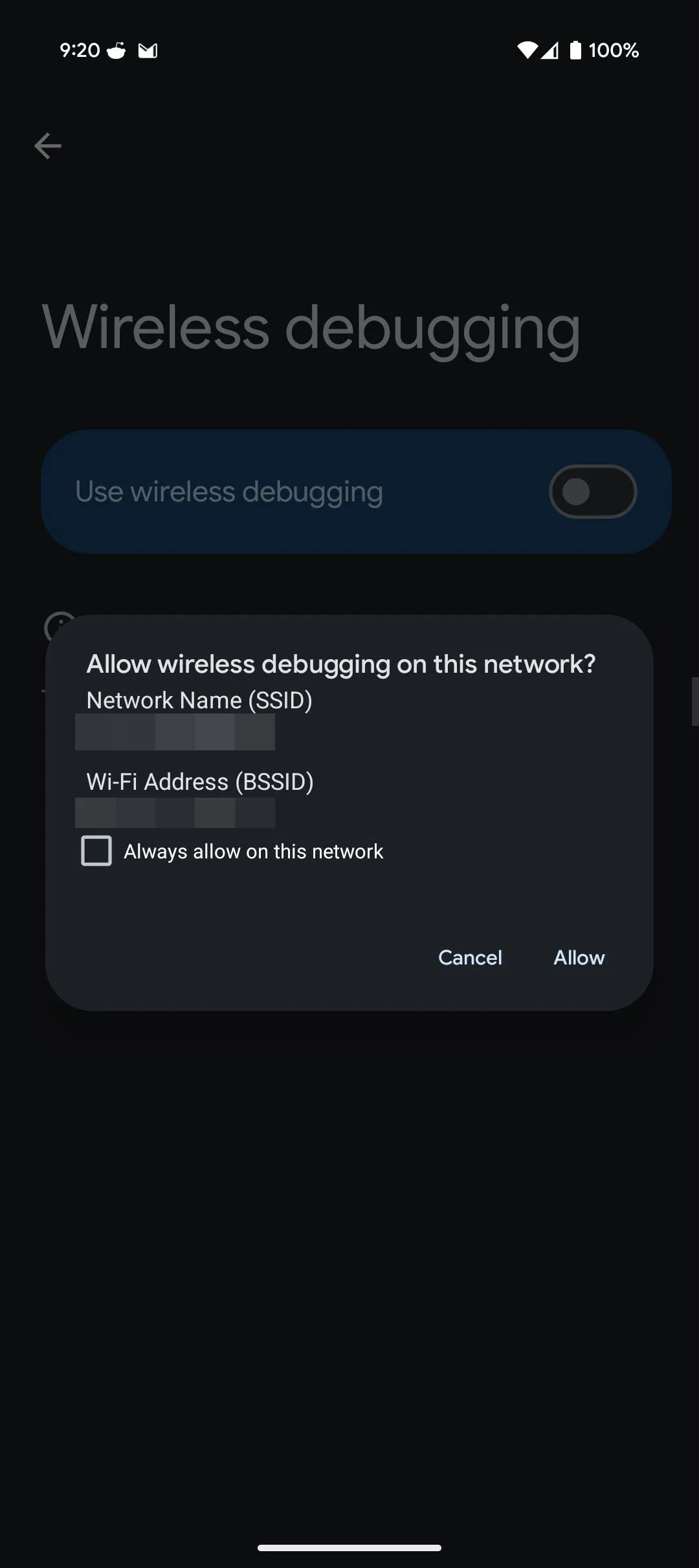 Cài đặt tùy chọn nhà phát triển và gỡ lỗi không dây trên Android.