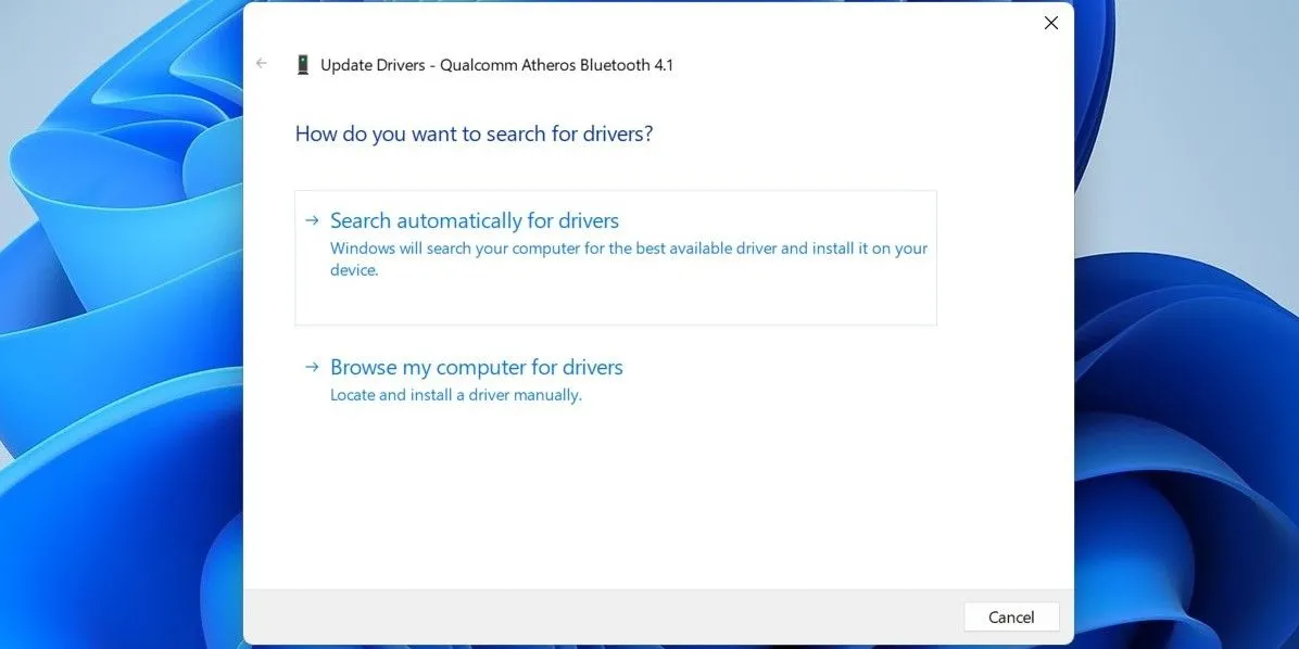 Cập nhật driver Bluetooth từ Trình quản lý thiết bị Windows 11