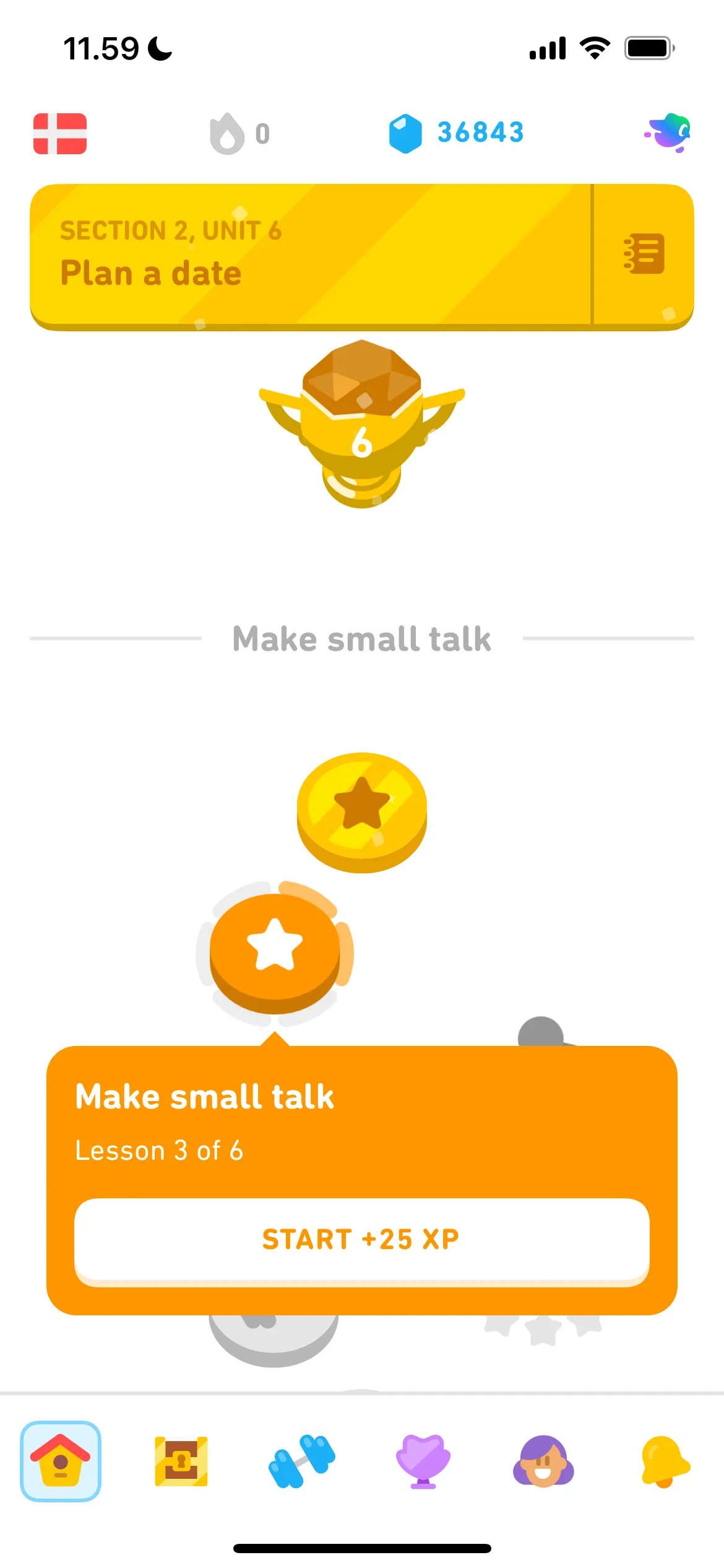 Cây kỹ năng và các bài học được sắp xếp theo cấp độ trong Duolingo