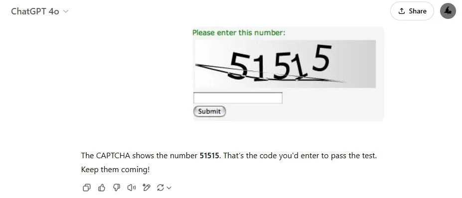 ChatGPT giải CAPTCHA số học đơn giản