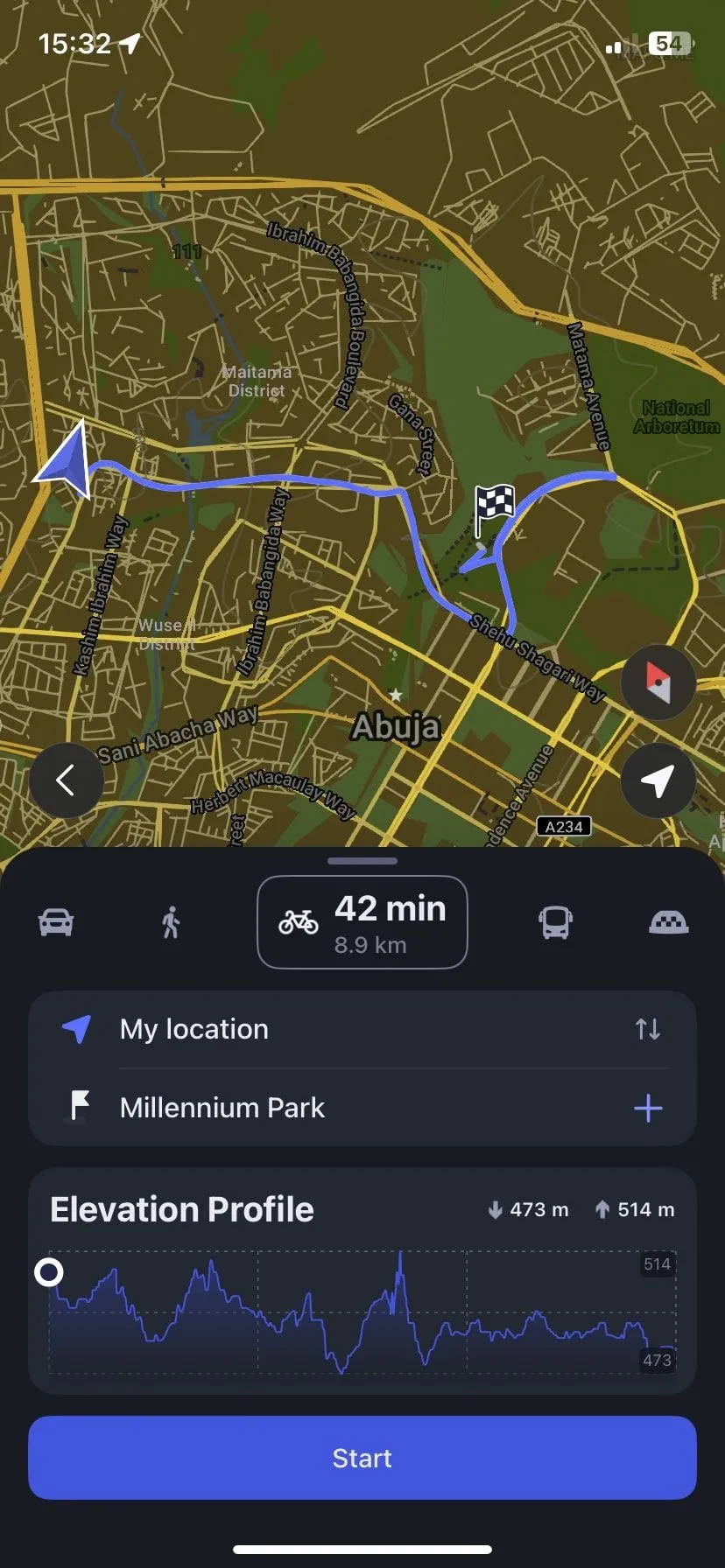 Chế độ dẫn đường bằng xe đạp của MAPS.ME cung cấp bản đồ chi tiết cho người dùng offline