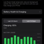 Chế độ Nguồn điện thấp trên màn hình Cài đặt Pin của iPhone