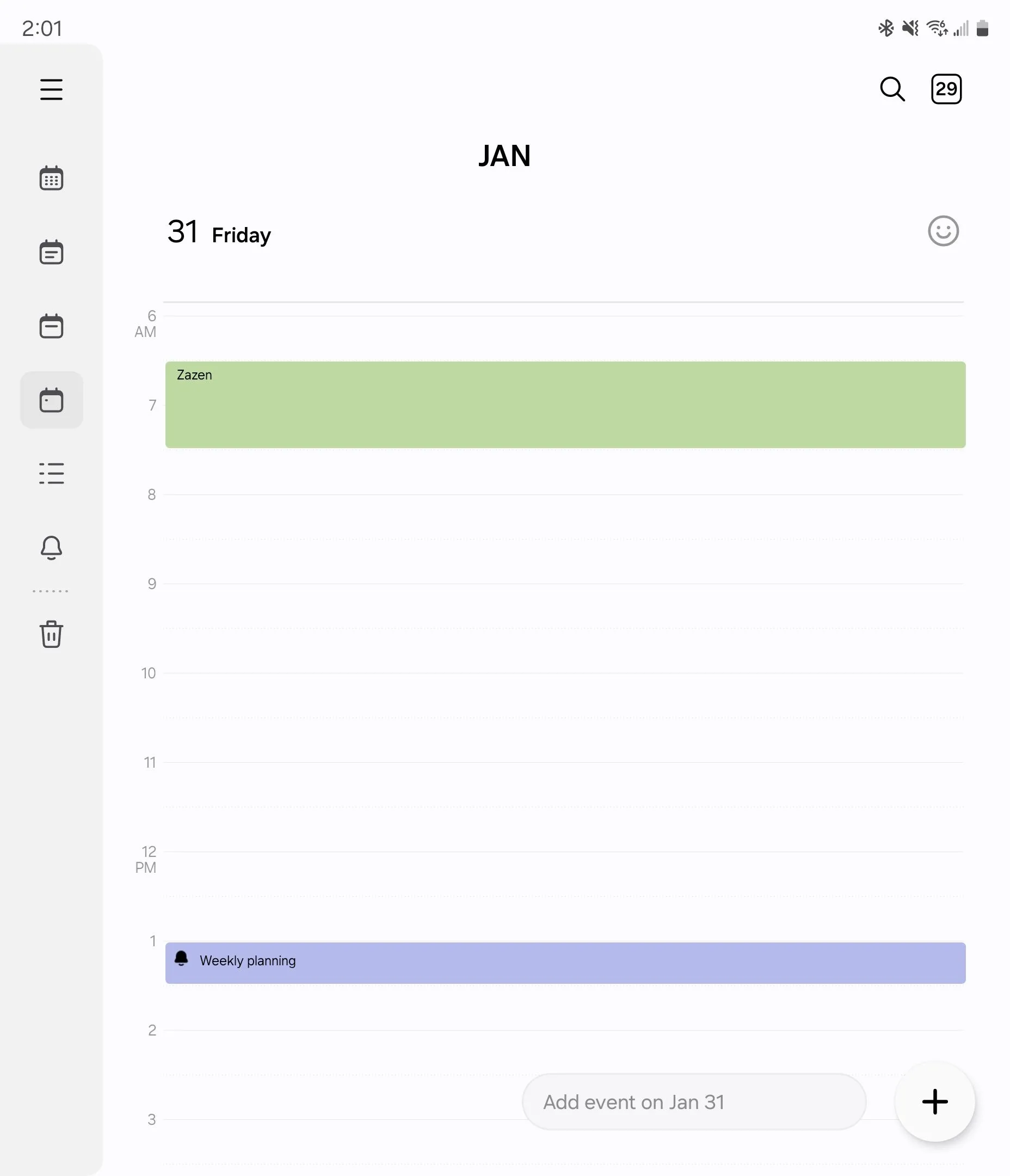 Chế độ xem ngày của Samsung Calendar hiển thị cả sự kiện và các tác vụ từ Samsung Reminder