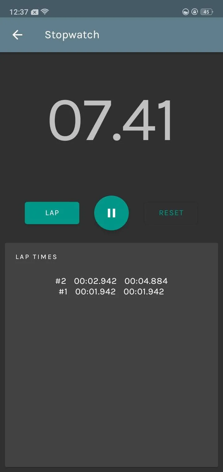 Chức năng đồng hồ bấm giờ tích hợp trong ứng dụng AMDroid