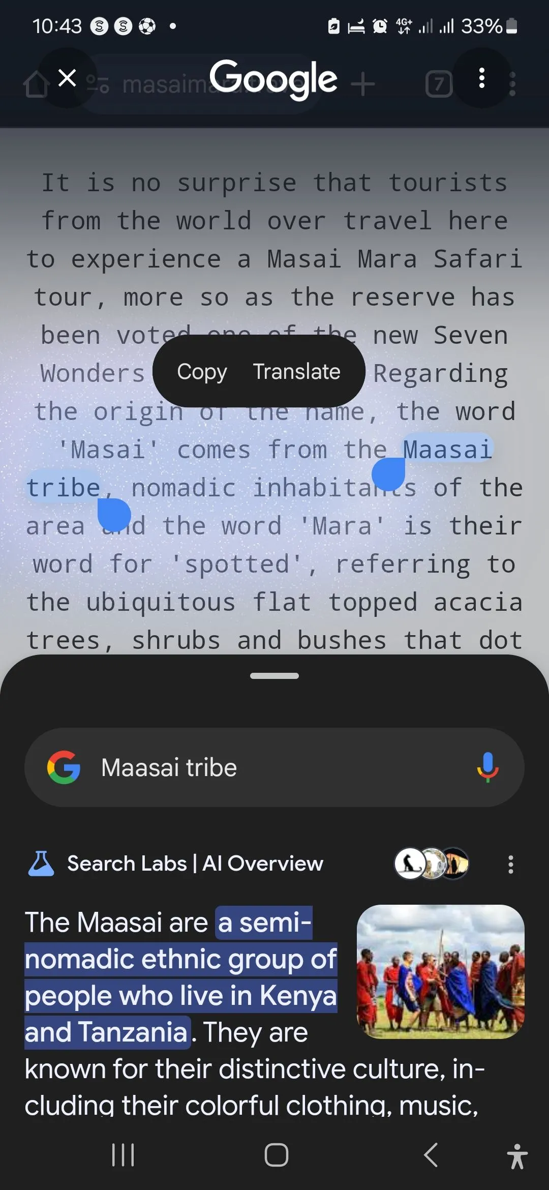 Circle to Search hiển thị thông tin bổ sung khi khoanh tròn văn bản trong bài viết.