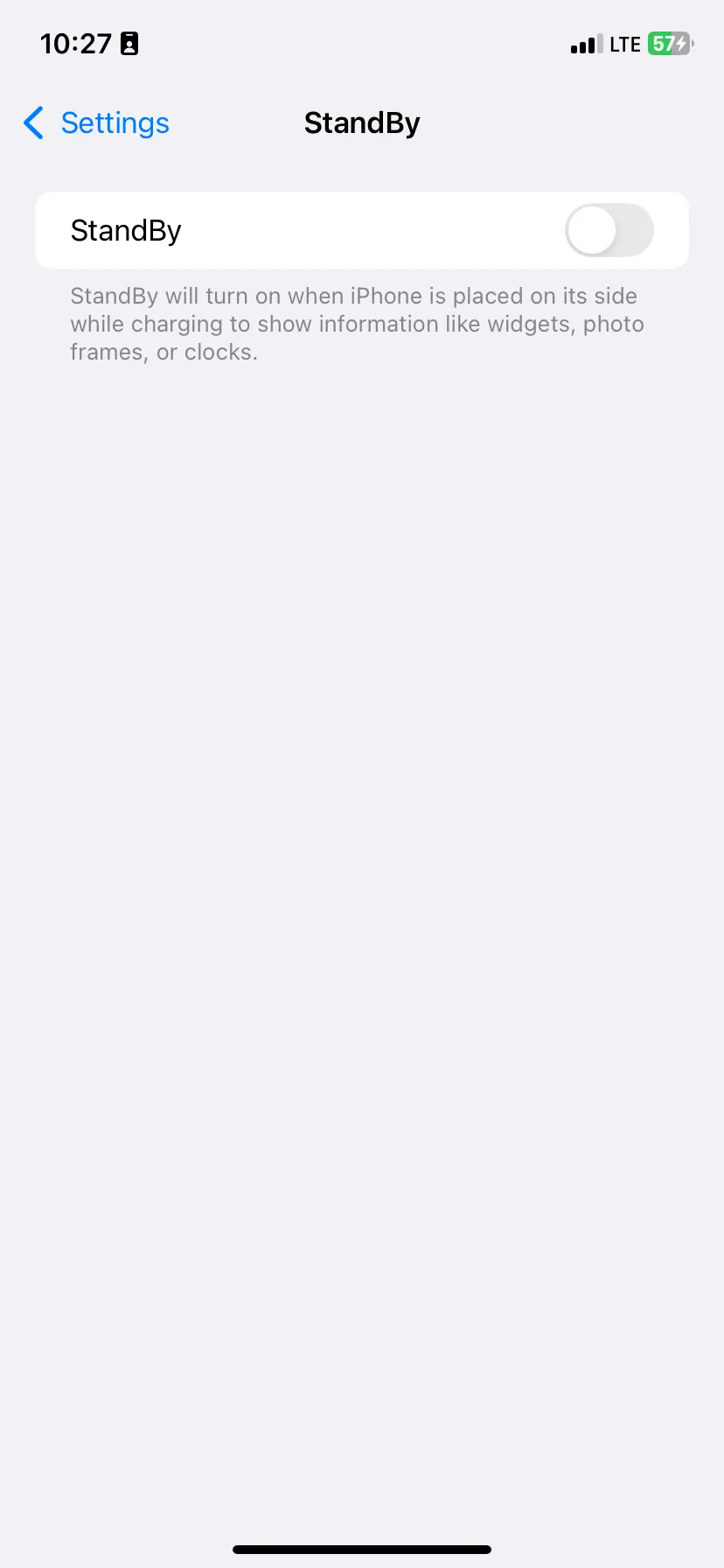 Công tắc StandBy trên iPhone đã được tắt