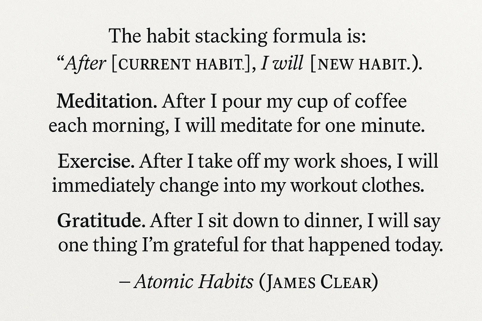Công thức gắn kết thói quen từ sách Atomic Habits của James Clear