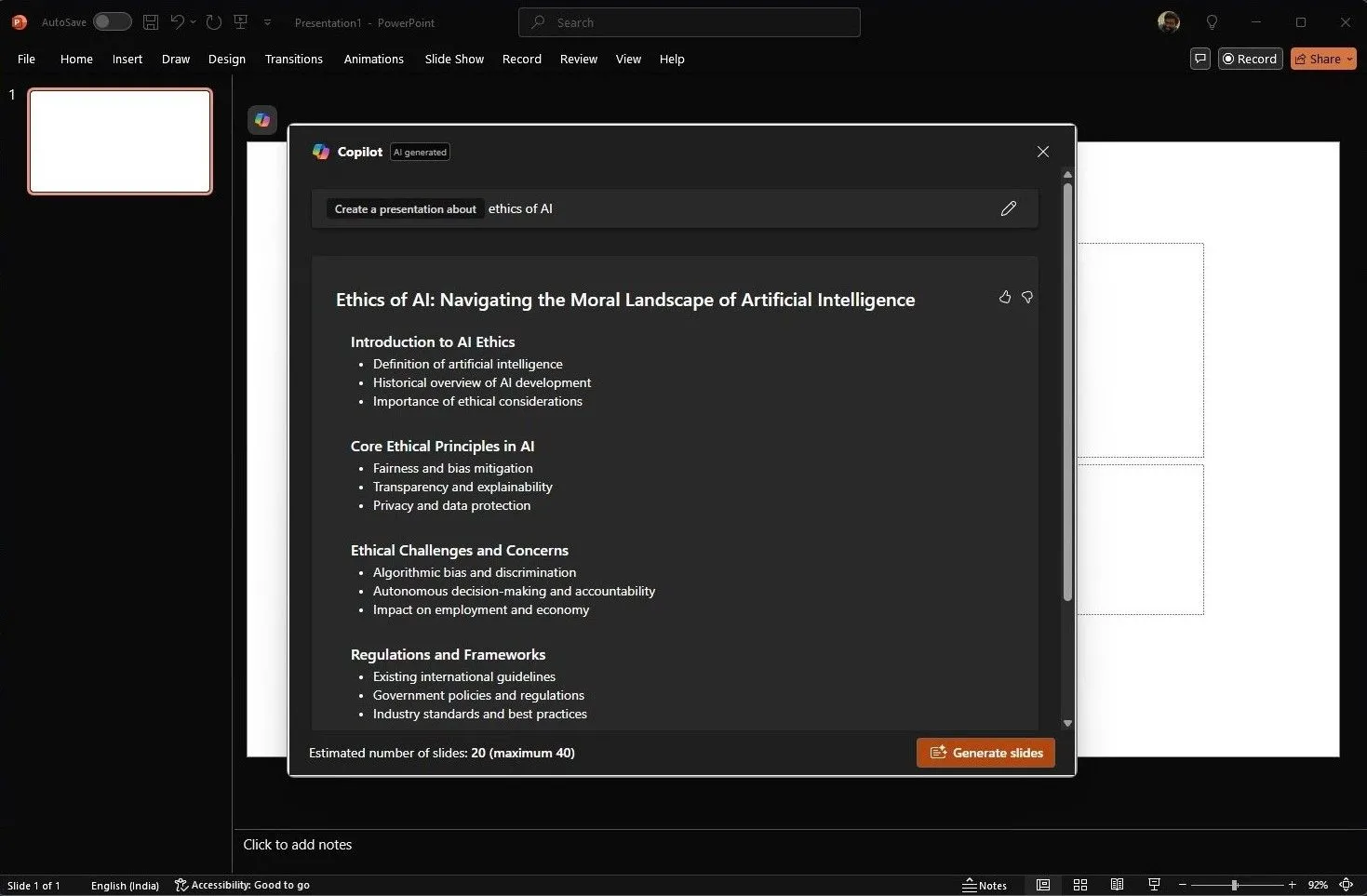 Copilot giúp tạo mới bài thuyết trình trong Microsoft PowerPoint