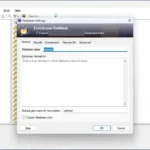 Cửa sổ cài đặt cơ sở dữ liệu KeePass, hiển thị tùy chọn mã hóa và đường dẫn tệp KDBX.