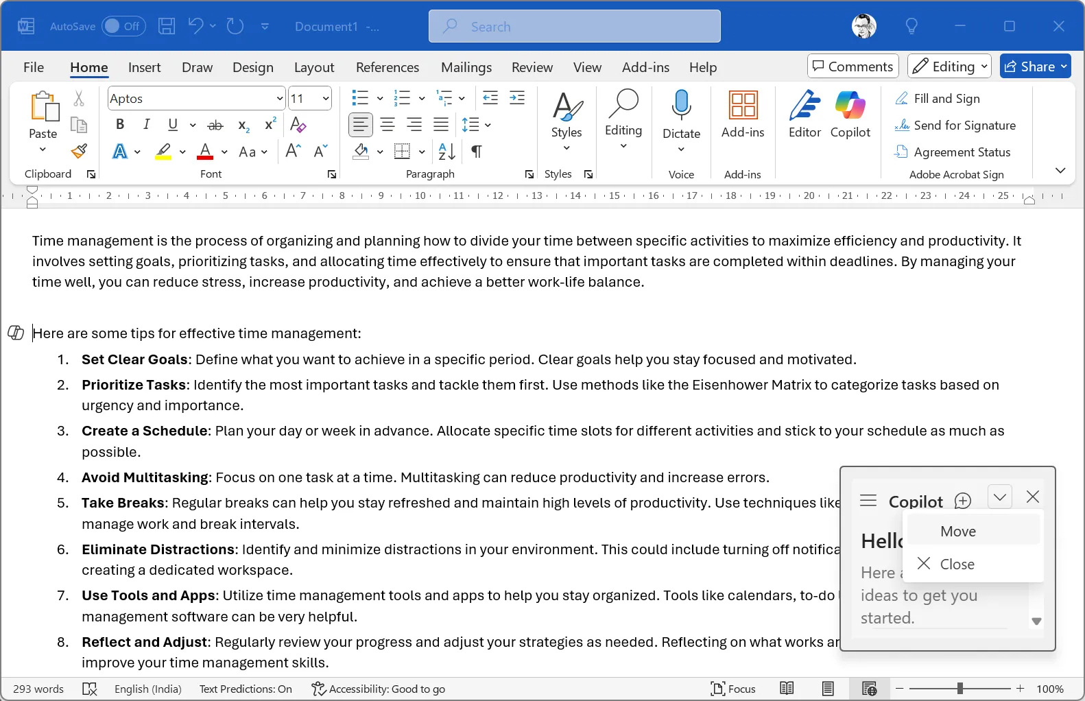Cửa sổ Copilot được tách riêng trong Microsoft Word, minh họa tính năng Pop Out Panes để tối ưu không gian làm việc.