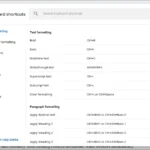 Cửa sổ "Phím tắt bàn phím" trong Google Docs hiển thị danh sách đầy đủ các phím tắt hữu ích, có thể tìm kiếm để tăng hiệu suất làm việc.