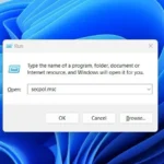 Cửa sổ Run với lệnh secpol.msc để mở chính sách bảo mật cục bộ