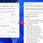 Cửa sổ Tùy chọn Hiệu suất (Performance Options) trong Windows 11 hiển thị cài đặt tối ưu hiệu suất hình ảnh