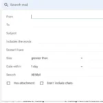 Cửa sổ tùy chọn và tiêu chí lọc email nâng cao trong Gmail
