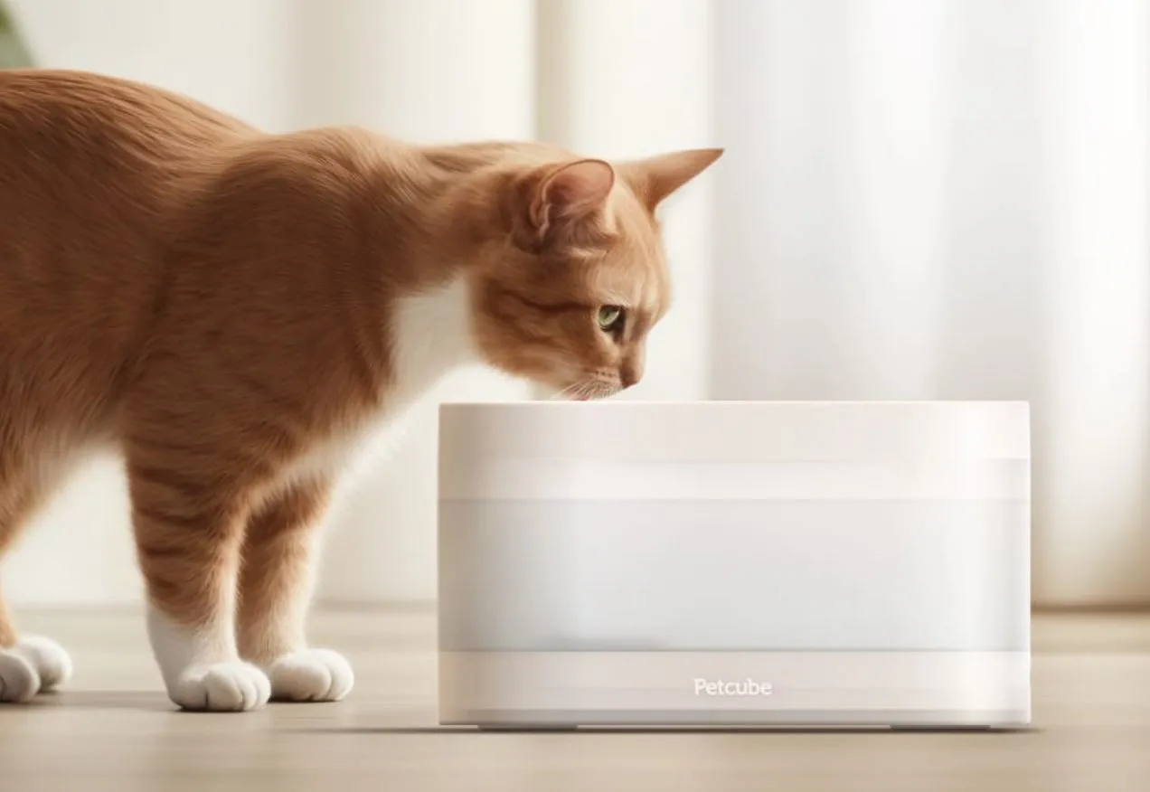 Đài phun nước lọc Petcube cung cấp nước sạch, tươi mát cho mèo hoặc chó nhỏ.