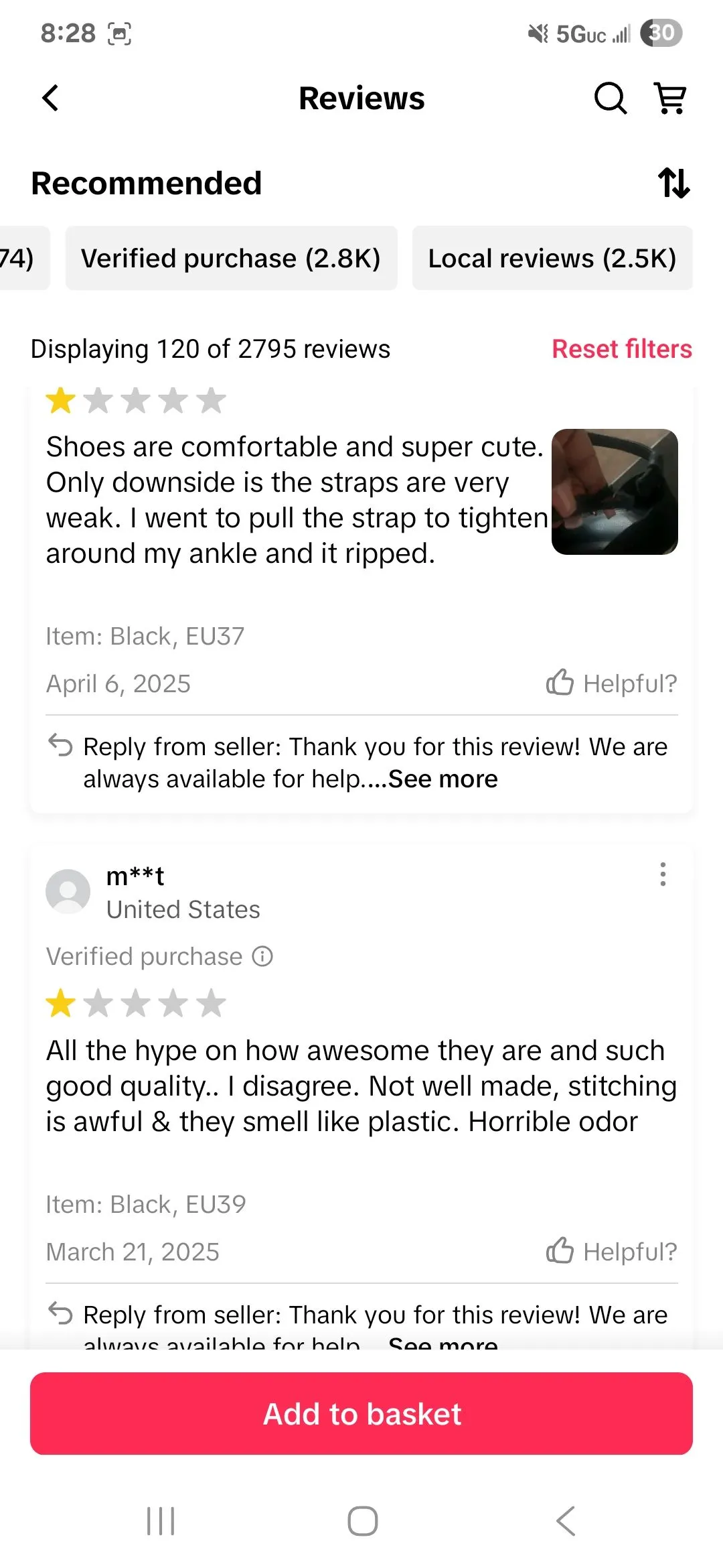 Đánh giá tiêu cực xuất hiện sau các đánh giá ảo trên TikTok Shop