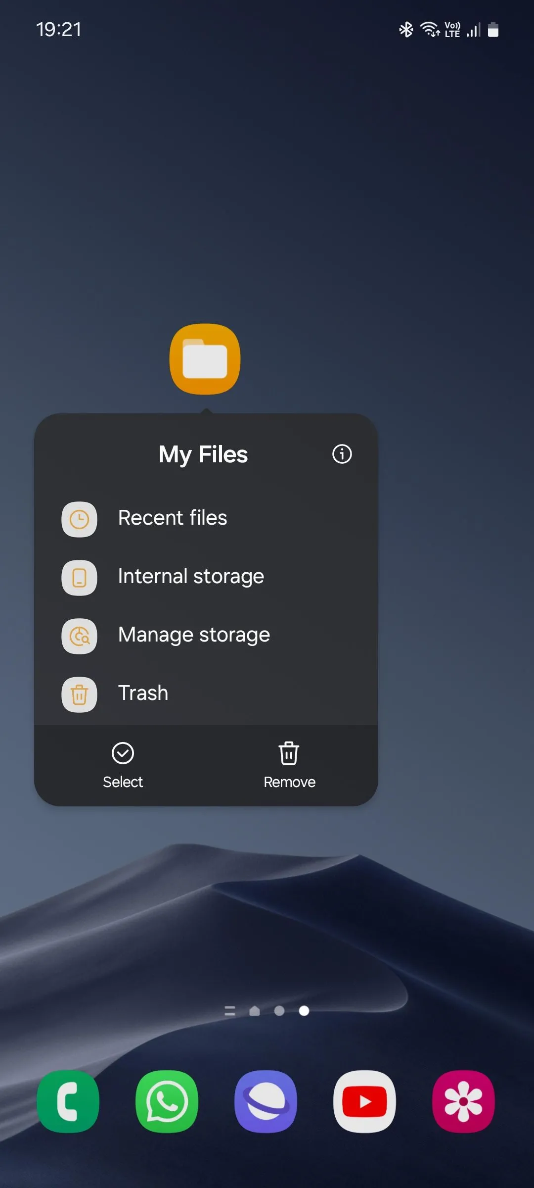 Danh sách các phím tắt của ứng dụng Tệp của tôi Samsung (Samsung My Files)