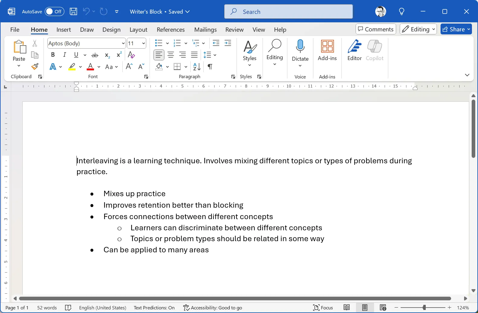 Danh sách gạch đầu dòng (bullet points) trong Microsoft Word, thể hiện cách sắp xếp nhanh các ý tưởng chính và cấu trúc bài viết hiệu quả.