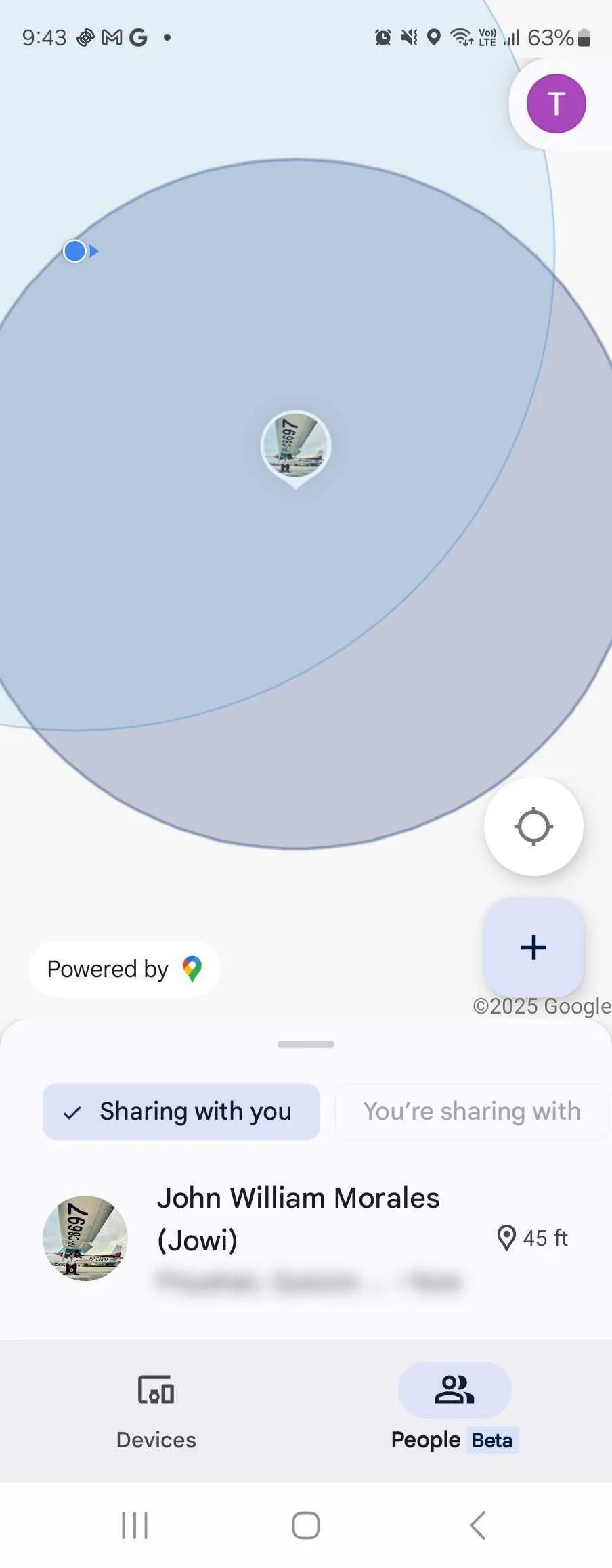 Danh sách người đang chia sẻ vị trí với bạn trên Google Find My Device