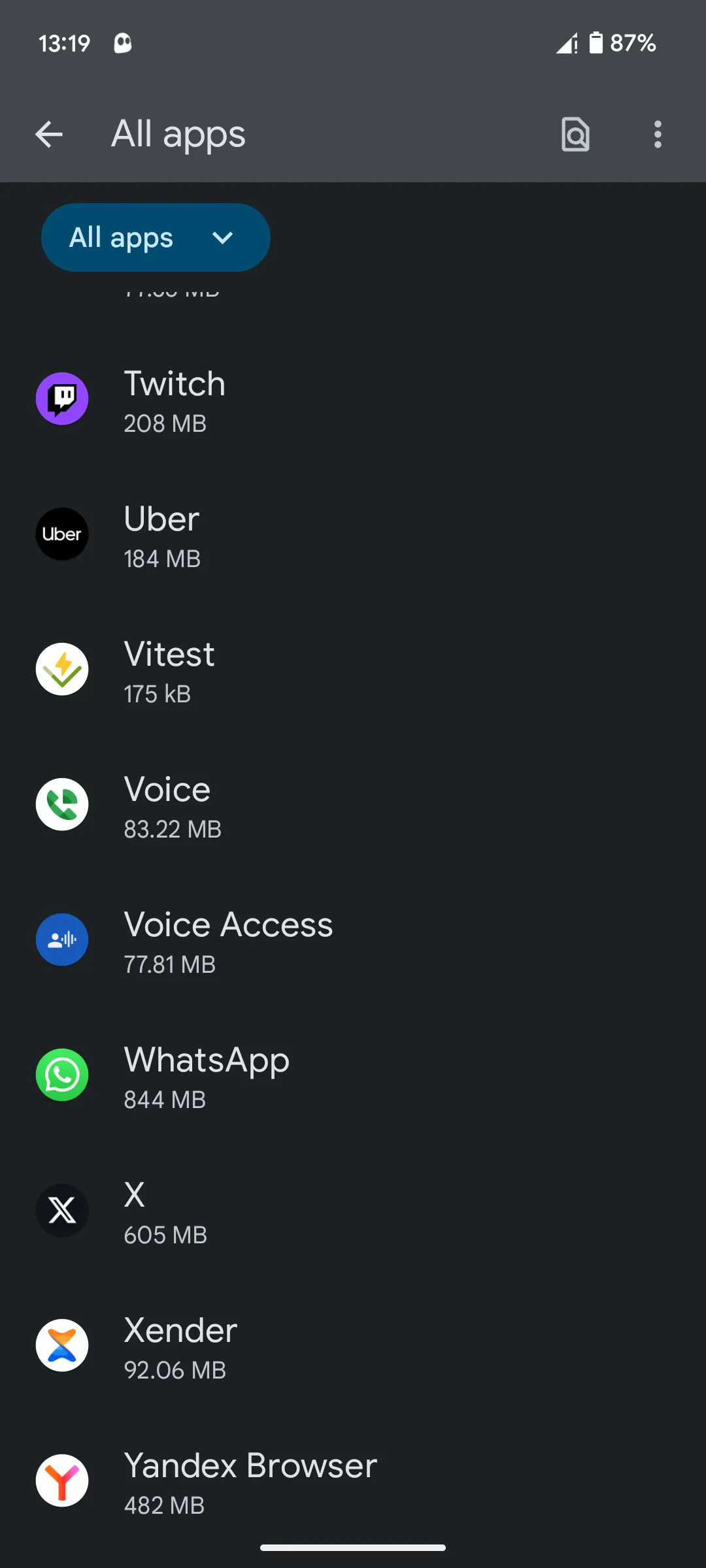 Danh sách tất cả ứng dụng đã cài đặt trên điện thoại Android trong phần cài đặt