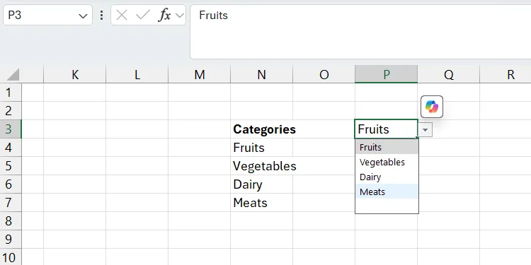 Danh sách thả xuống có khoảng trống thừa trong Excel